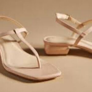 Anthropologie Strappy Flat Sandals Women’s Nude Cream Size 10